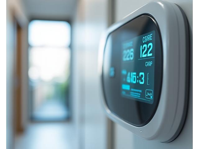 Modern prepayment meter display in an apartment building