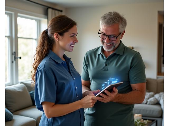 Professional engineer consulting with a homeowner in a modern setting